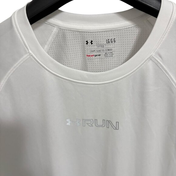 Under Armour RUN Fitted T Shirt Short Sleeve Size Large White - Picture 5 of 6